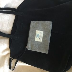 TOMS SUEDE TOTE WITH ATTACHED POUCH
